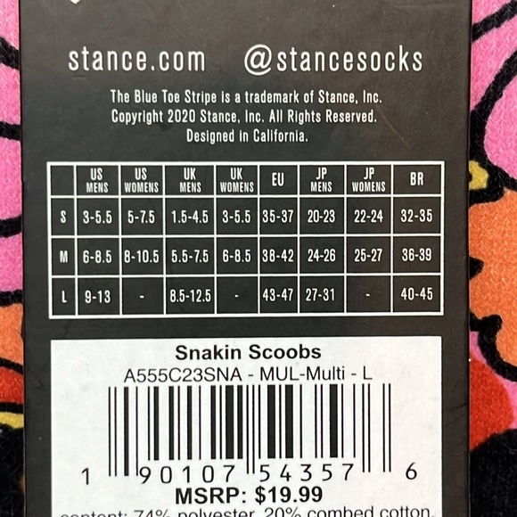 STANCE X Scooby-Doo Snackin Scoobs Floral Crew Casual Socks Men's SZ L 9-13 - Picture 8 of 11